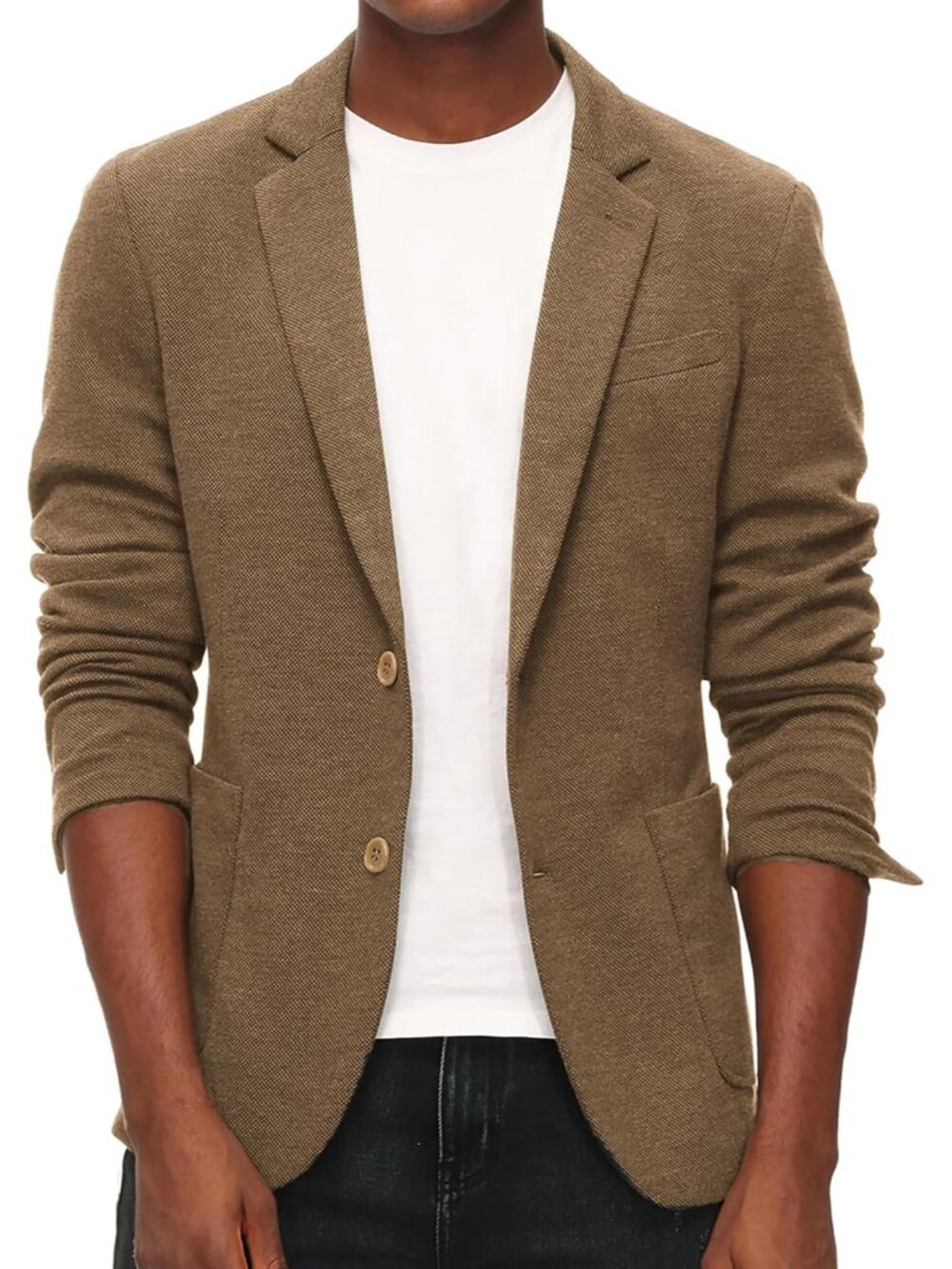 Mens Casual Knit Blazer Unstructured Sport Coat